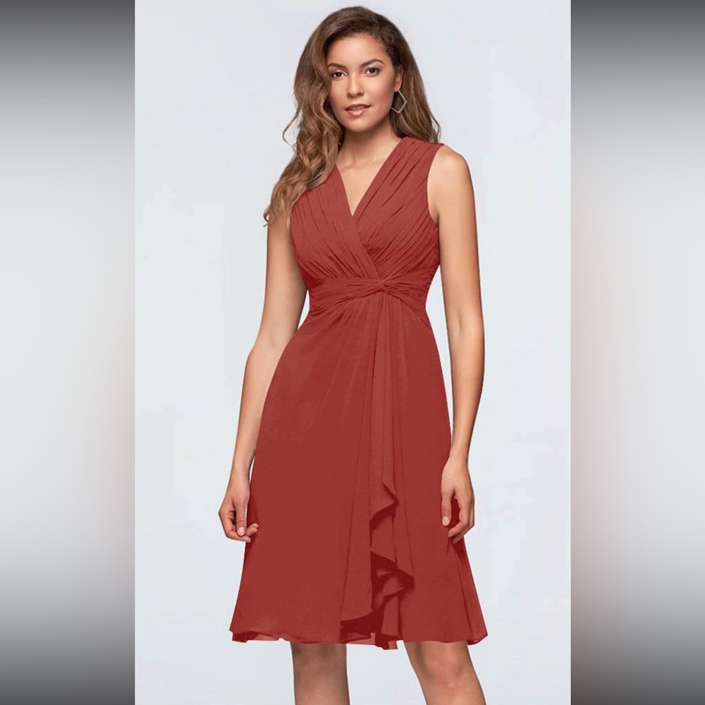 Mother of the bride dress. Color is terra-cotta size 4.